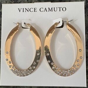 New! Vince Camuto Gold Oval Earrings with Sparkling Accents